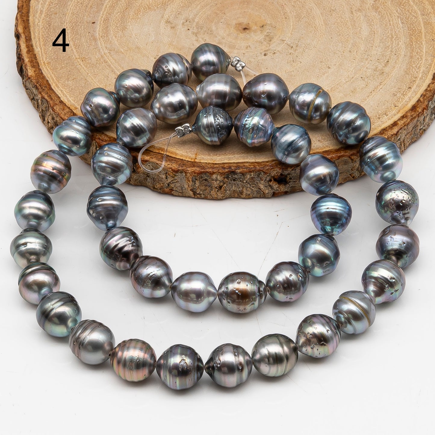 9-10mm Tahitian Pearl in Full Strand, Natural Colors with High Luster, for Jewelry Making, SKU # 3014TH