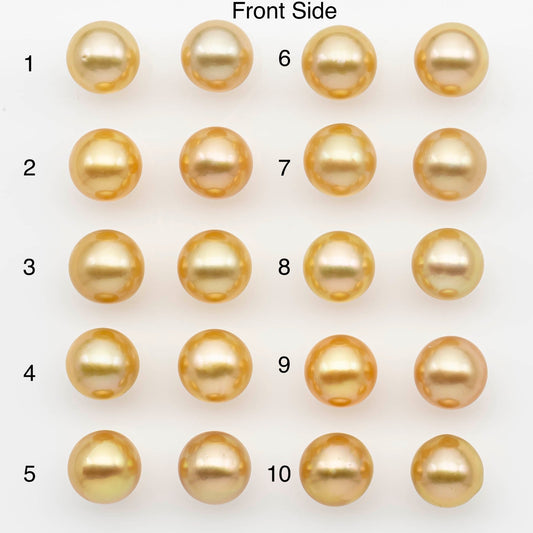 10-11mm Matching Pair South Sea Pearl,Round undrilled with High Luster and Minor Blemishes for Jewelry Making, SKU # 2684GS