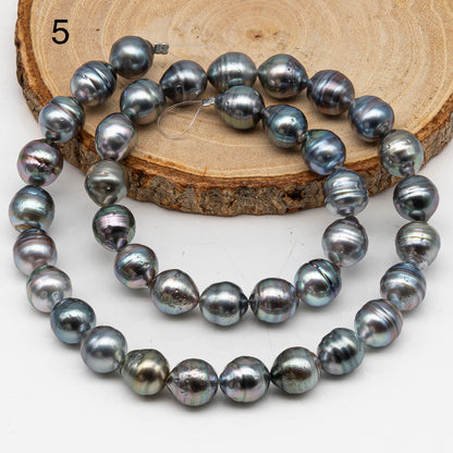 9-10mm Tahitian Pearl in Full Strand, Natural Colors with High Luster, for Jewelry Making, SKU # 3014TH