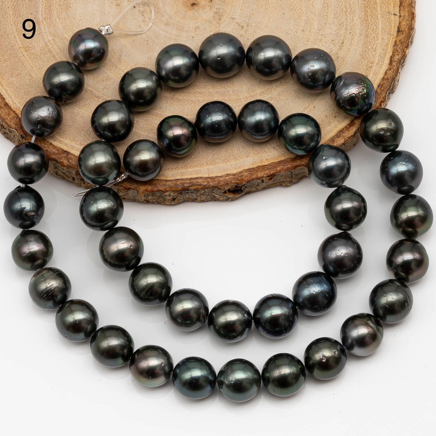 9-10mm Tahitian Pearl in Full Strand with All Natural Color with High Luster and Blemishes for Jewelry Making, SKU# 2277TH