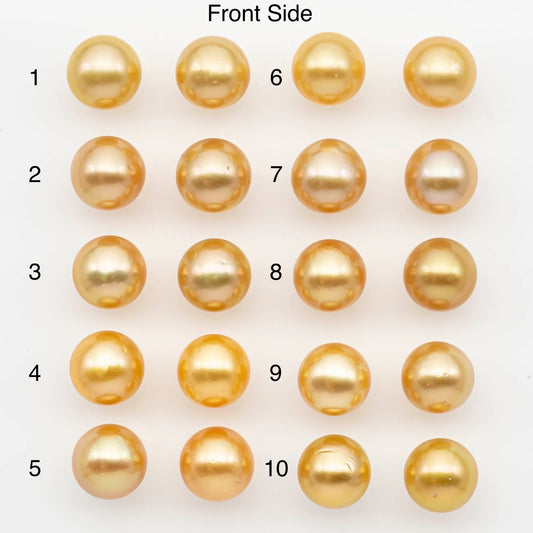 10-11mm Matched Pair South Sea Pearl,Round undrilled with High Luster and Minor Blemishes for Jewelry Making, SKU # 2685GS