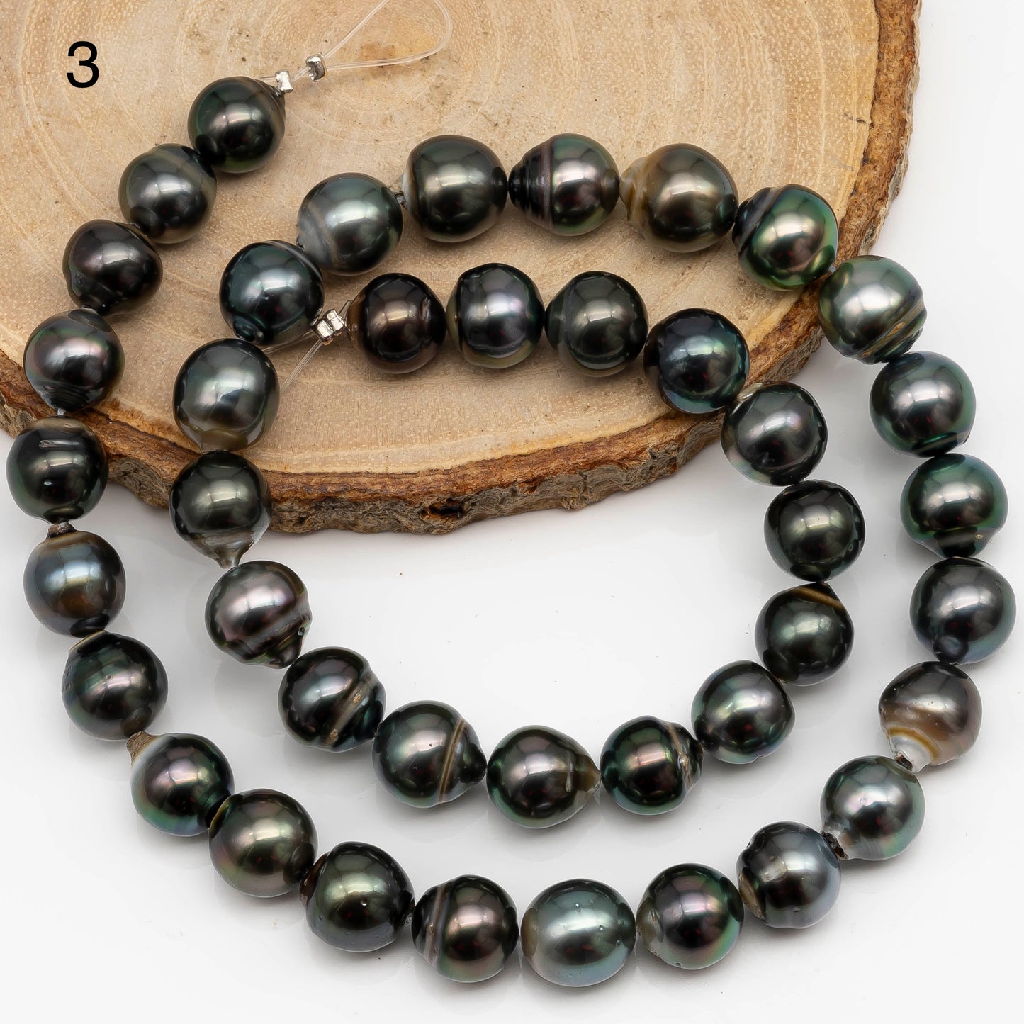 9-10mm Tahitian Pearl in Full Strand with All Natural Color with High Luster and Blemishes for Jewelry Making, SKU# 2280TH