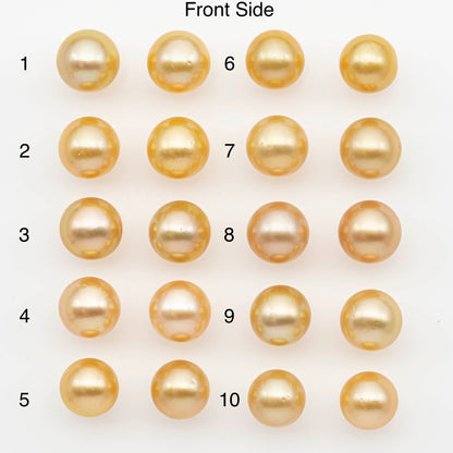 10-11mm Matched Pair South Sea Pearl,Round undrilled with High Luster and Minor Blemishes for Jewelry Making, SKU # 2686GS