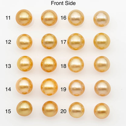 10-11mm Matched Pair South Sea Pearl,Round undrilled with High Luster and Minor Blemishes for Jewelry Making, SKU # 2686GS