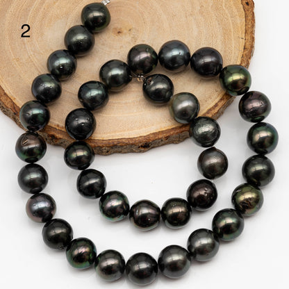 11-12mm Tahitian Pearl Round in Full Strand with All Natural Color with High Luster for Jewelry Making, SKU# 2281TH