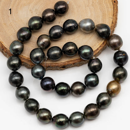 11-12mm Tahitian Pearl Drop in Full Strand with All Natural Color with High Luster for Jewelry Making, SKU# 2282TH