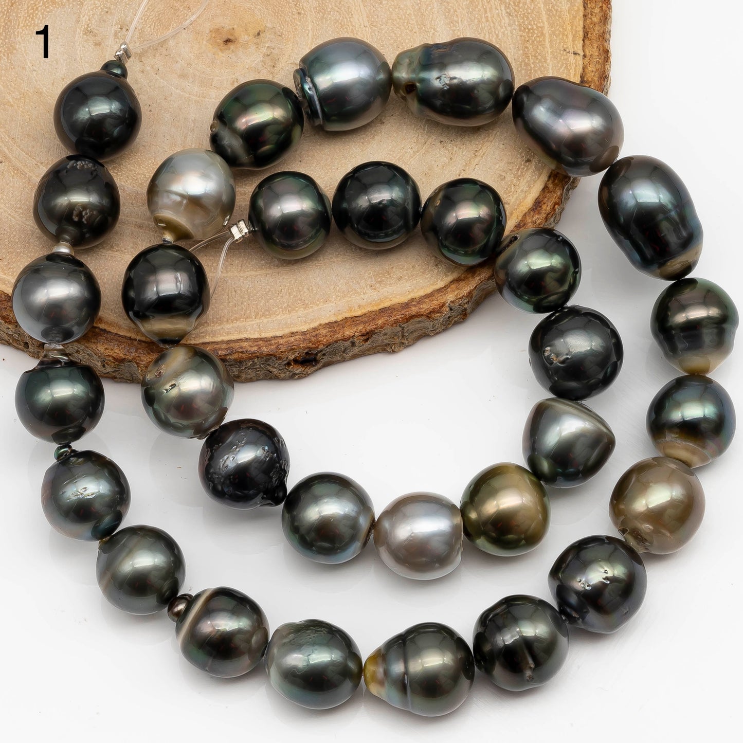 11-12mm Tahitian Pearl Drop in Full Strand with All Natural Color with High Luster for Jewelry Making, SKU# 2283TH