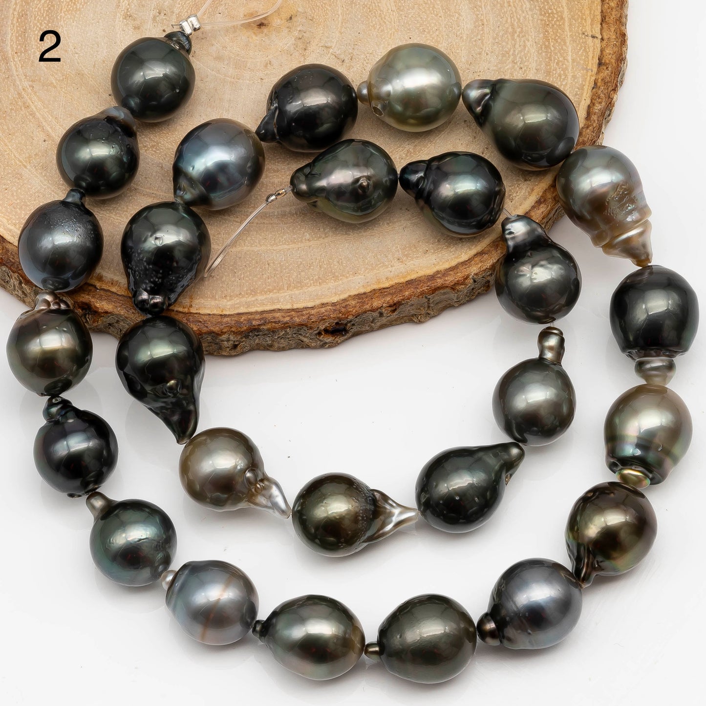 11-12mm Tahitian Pearl Drop in Full Strand with All Natural Color with High Luster for Jewelry Making, SKU# 2283TH