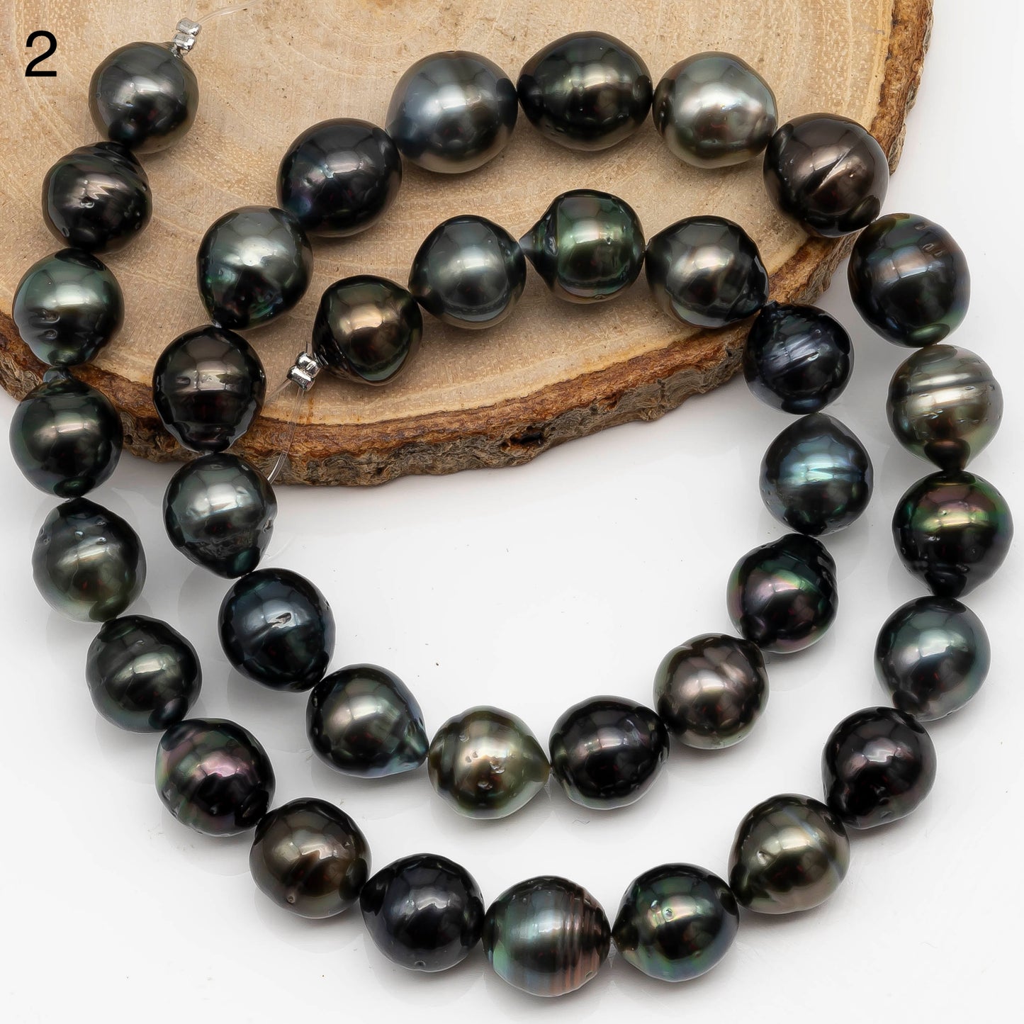 10-11mm Tahitian Pearl Drop in Full Strand with All Natural Color with High Luster for Jewelry Making, SKU# 2284TH