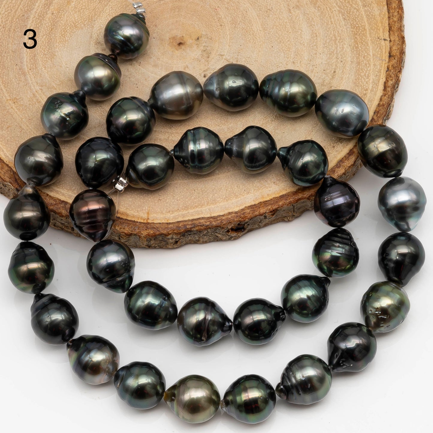 10-11mm Tahitian Pearl Drop in Full Strand with All Natural Color with High Luster for Jewelry Making, SKU# 2284TH