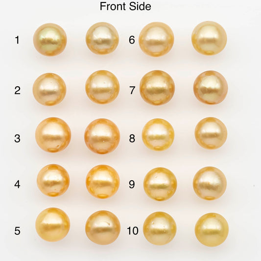 10-11mm Matching Pair South Sea Pearl,Round undrilled with High Luster and Minor Blemishes for Jewelry Making, SKU # 2687GS