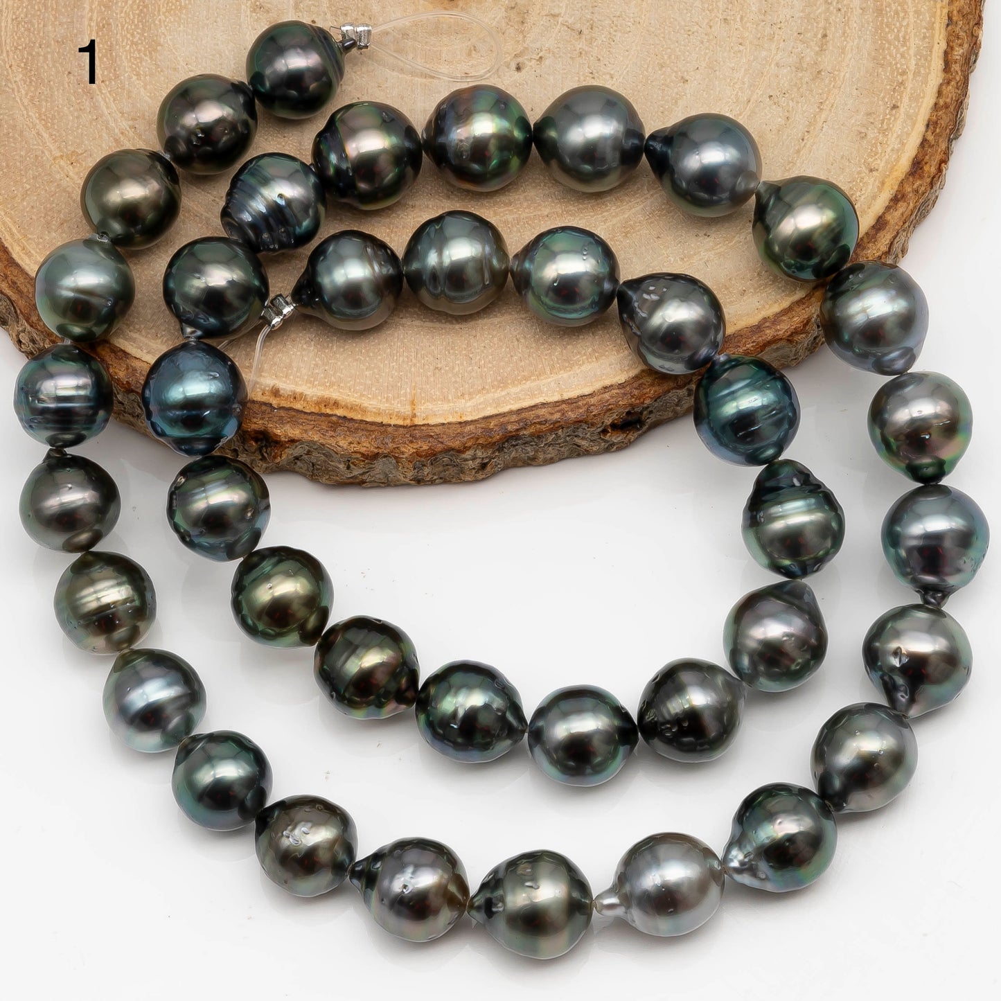 9-10mm Tahitian Pearl in Full Strand with All Natural Color with High Luster and Minor Blemishes for Jewelry Making, SKU# 2286TH