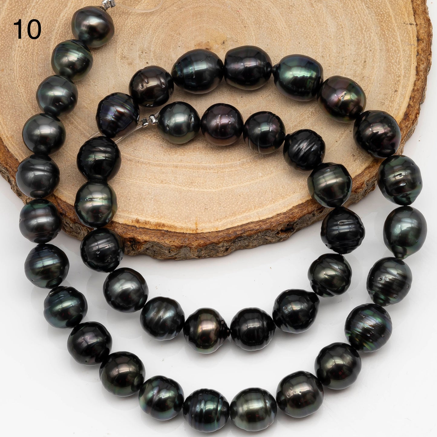 9-10mm Tahitian Pearl in Full Strand with All Natural Color with High Luster and Minor Blemishes for Jewelry Making, SKU# 2286TH