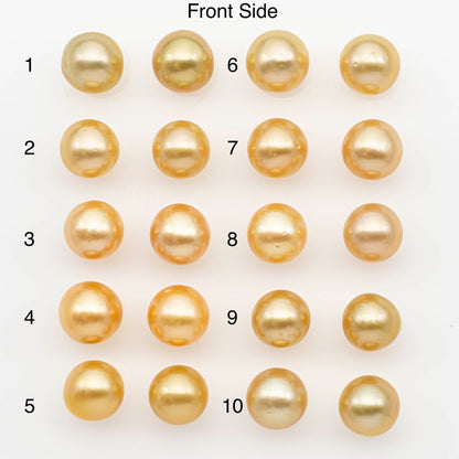 10-11mm Matched Pair South Sea Pearl,Round undrilled with High Luster and Minor Blemishes for Jewelry Making, SKU # 2688GS