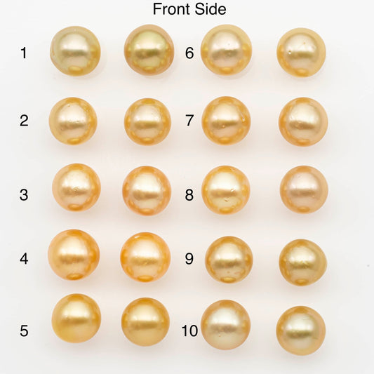 10-11mm Matched Pair South Sea Pearl,Round undrilled with High Luster and Minor Blemishes for Jewelry Making, SKU # 2688GS