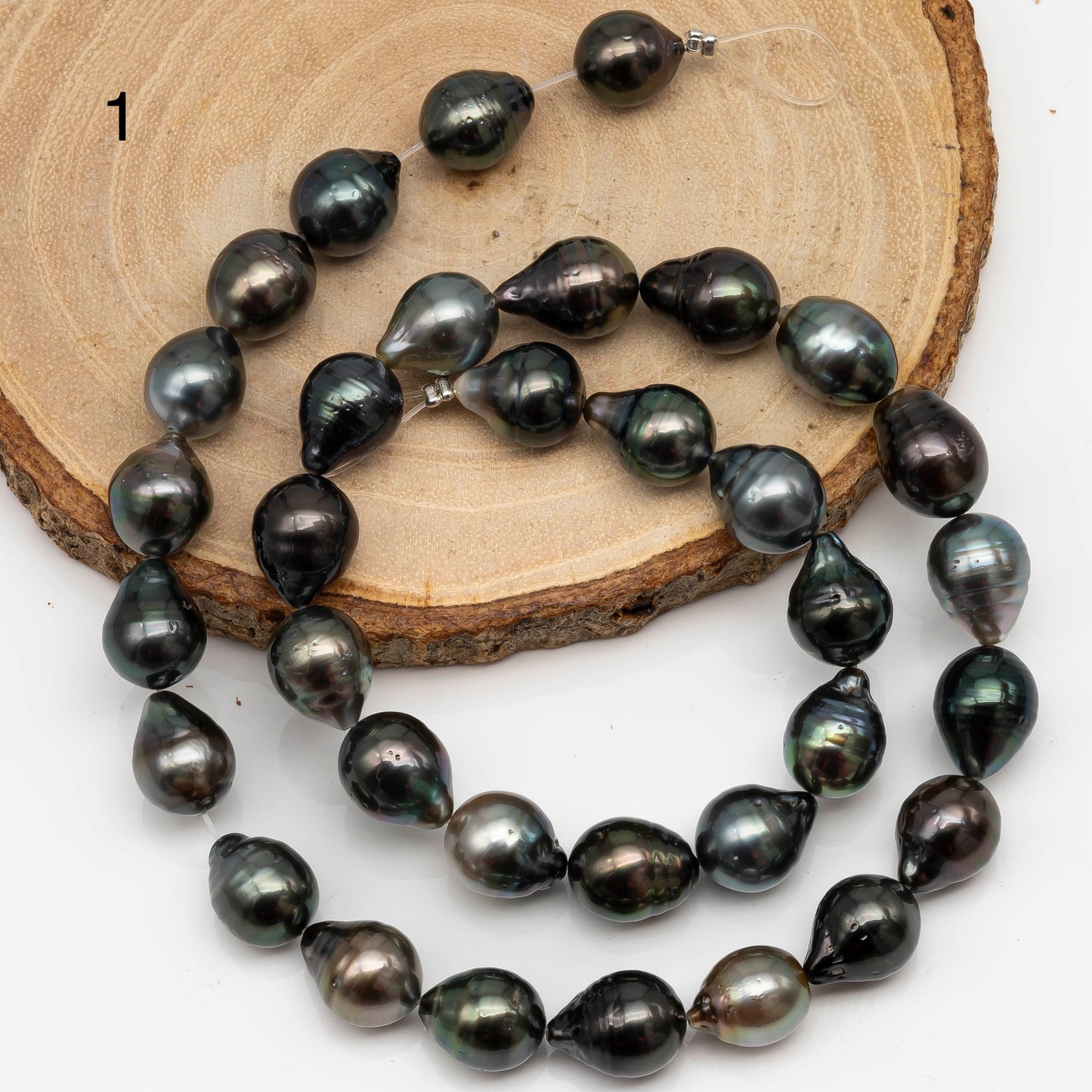 9-10mm Tahitian Pearl in Full Strand with All Natural Color with High Luster for Jewelry Making, SKU# 2287TH