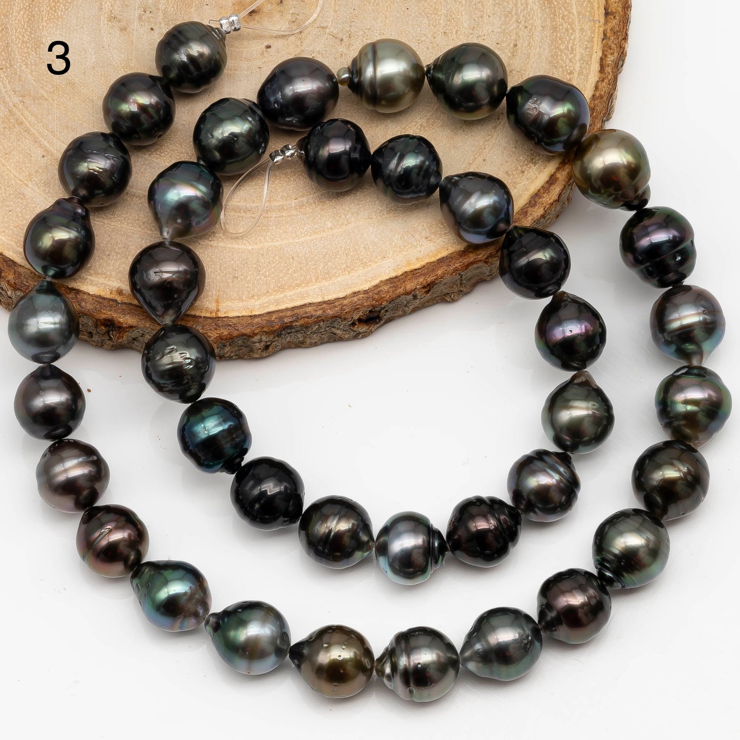 9-10mm Tahitian Pearl in Full Strand with All Natural Color with High Luster for Jewelry Making, SKU# 2287TH