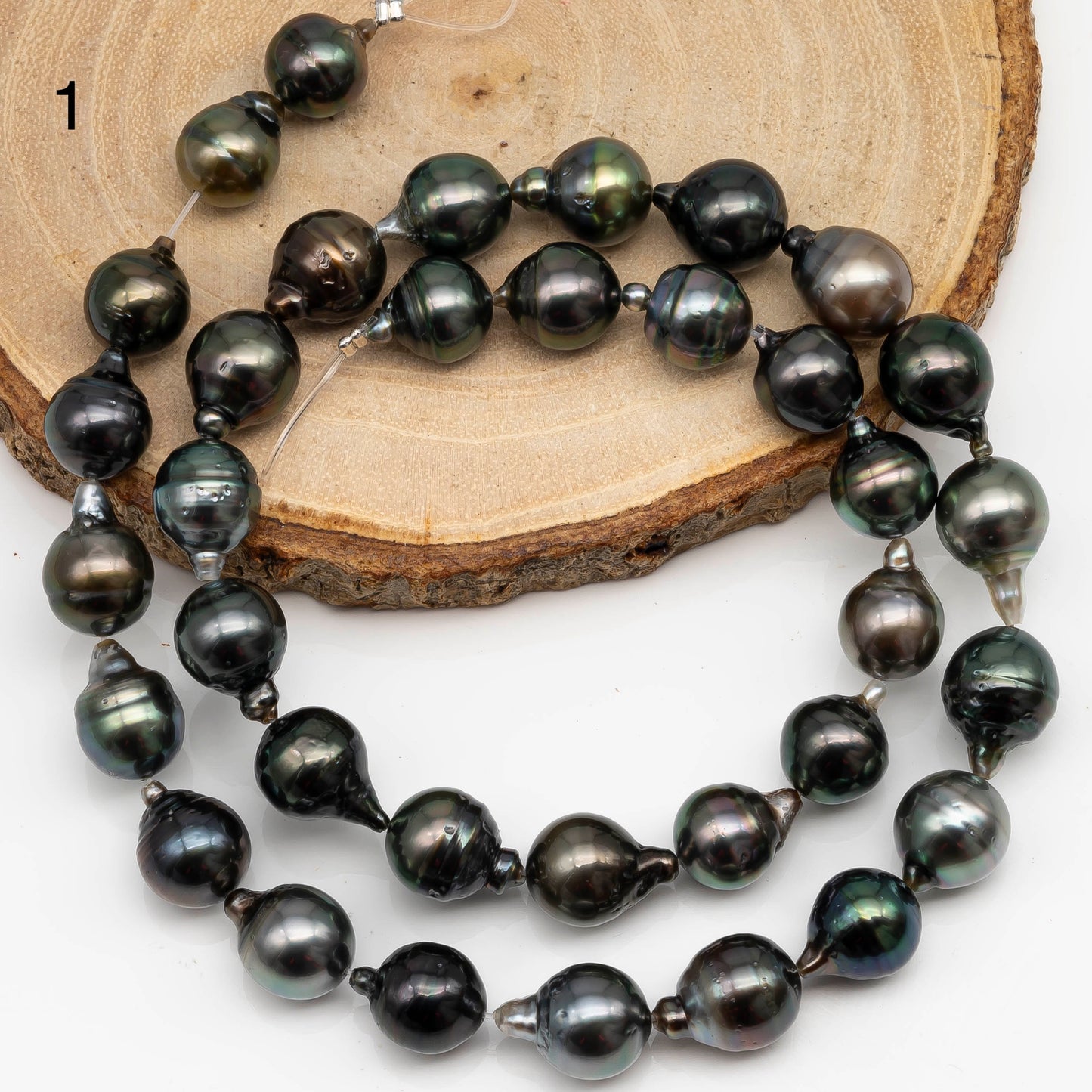 9-10mm Tahitian Pearl in Full Strand with All Natural Color with High Luster for Jewelry Making, SKU# 2288TH