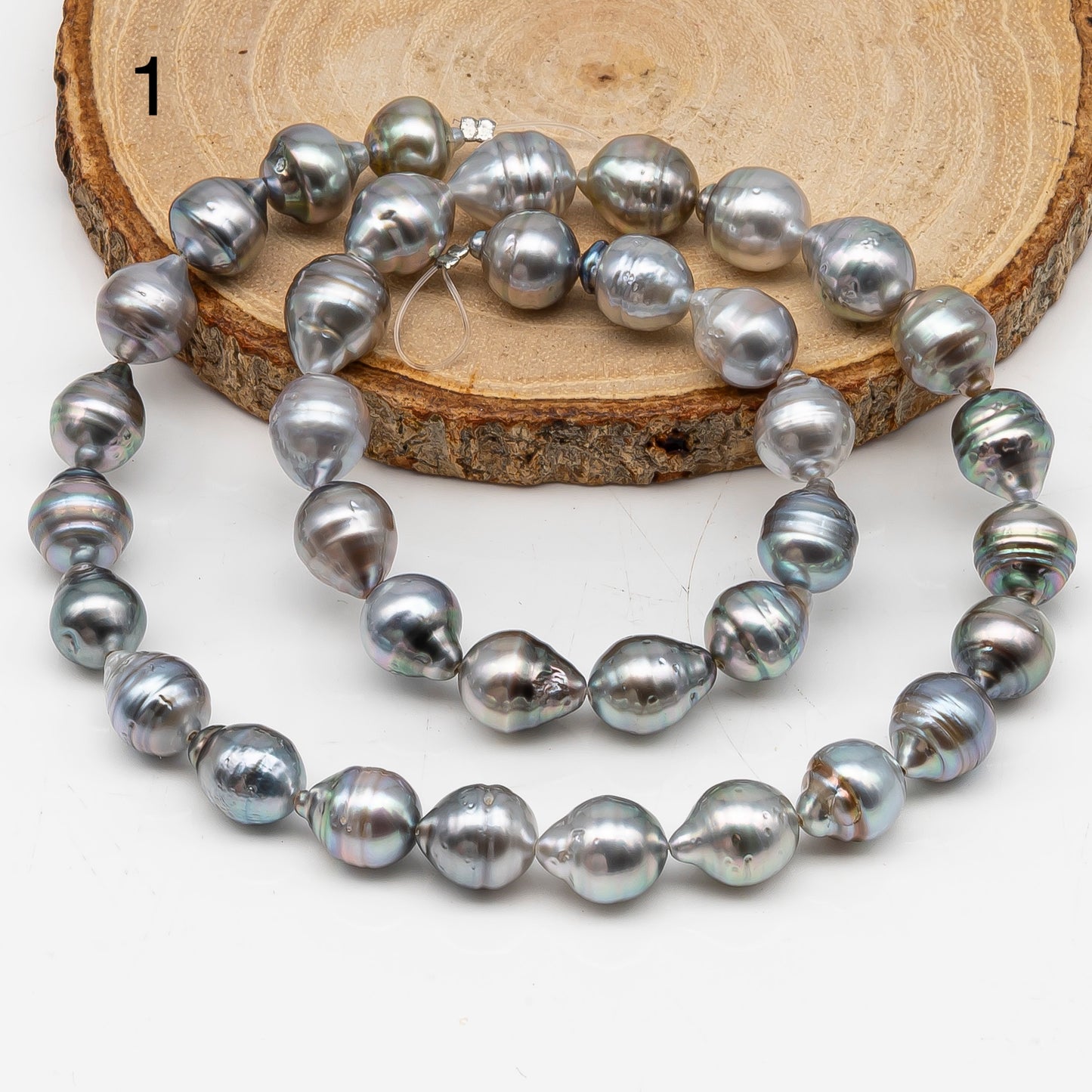 9-10mm Tahitian Pearl in Full Strand, Natural Colors with High Luster, for Jewelry Making, SKU # 3015TH
