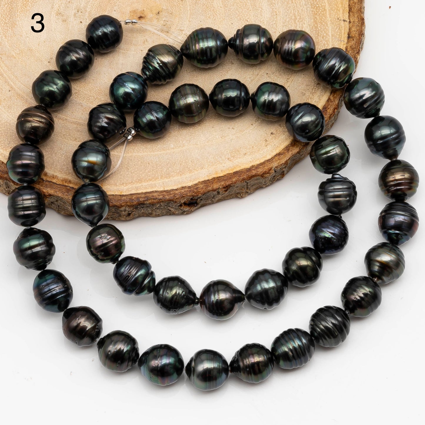 8-9mm Tahitian Pearl in Full Strand with All Natural Color with High Luster for Jewelry Making, SKU# 2292TH