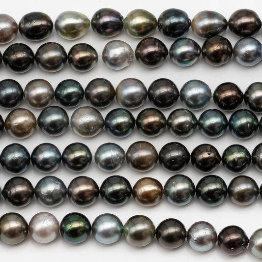 10-11mm Multicolor Tahitian Pearl Bead with High Luster, In Full Strand with Blemishes for Making, SKU # 2273TH