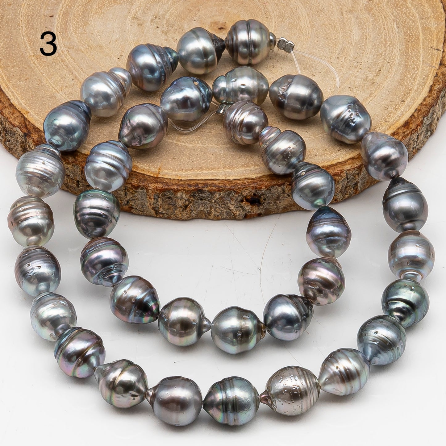 9-10mm Tahitian Pearl in Full Strand, Natural Colors with High Luster, for Jewelry Making, SKU # 3015TH