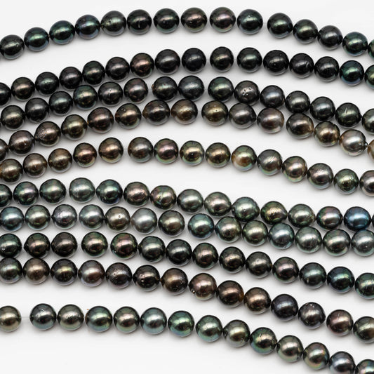 9-10mm Tahitian Pearl in Full Strand with All Natural Color with High Luster and Blemishes for Jewelry Making, SKU# 2276TH