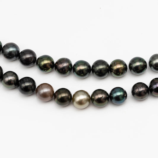 11-12mm Tahitian Pearl Round in Full Strand with All Natural Color with High Luster for Jewelry Making, SKU# 2281TH