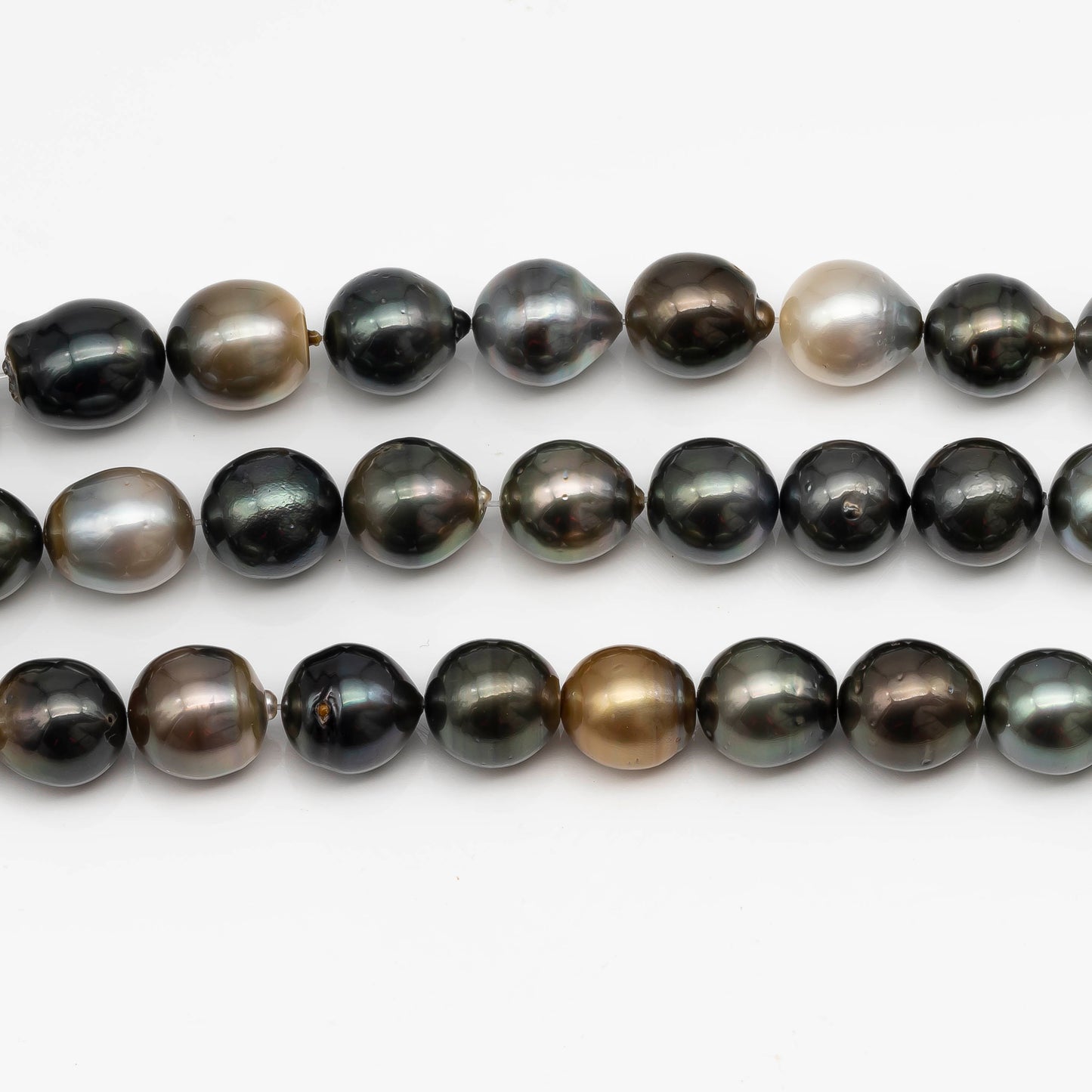 11-12mm Tahitian Pearl Drop in Full Strand with All Natural Color with High Luster for Jewelry Making, SKU# 2282TH