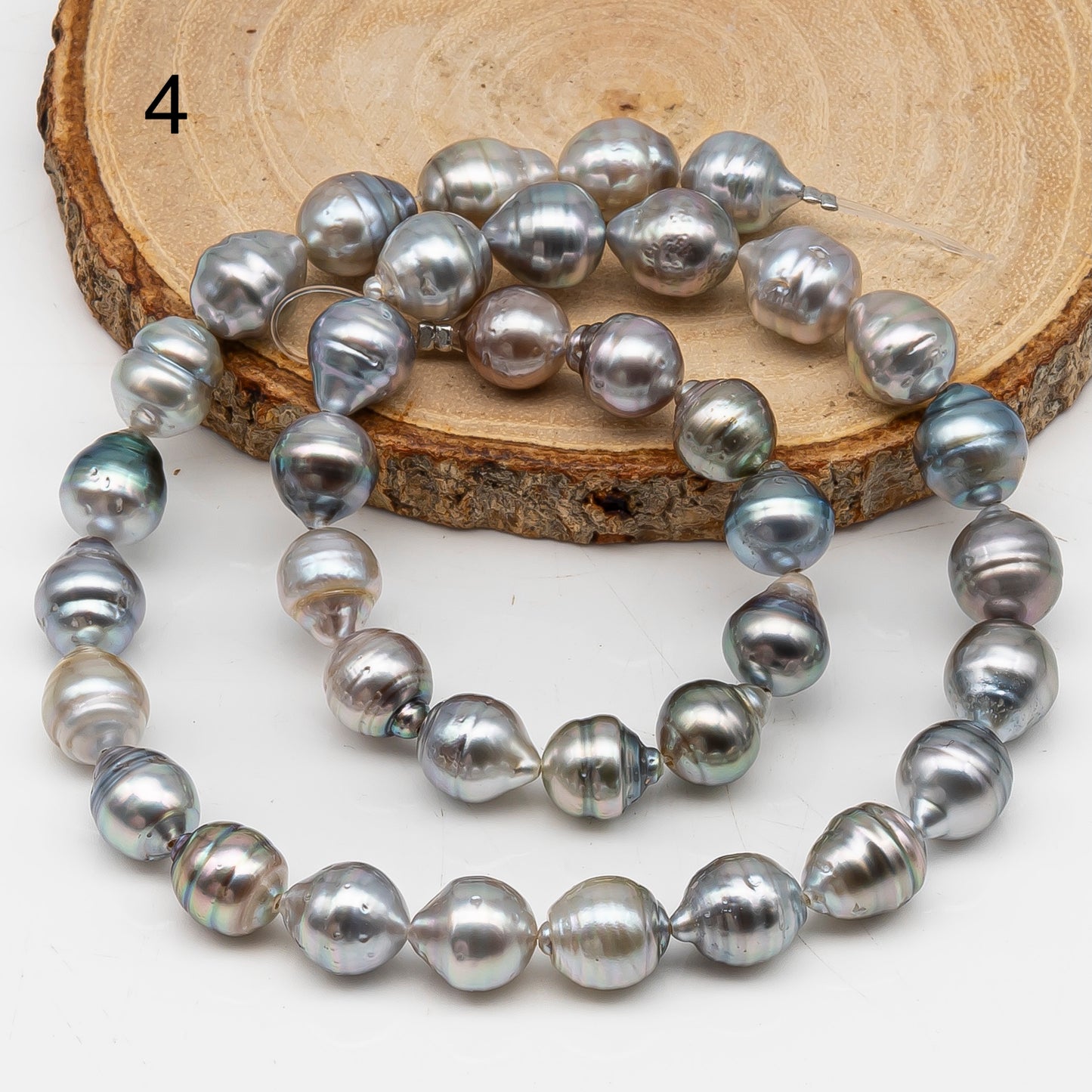 9-10mm Tahitian Pearl in Full Strand, Natural Colors with High Luster, for Jewelry Making, SKU # 3015TH