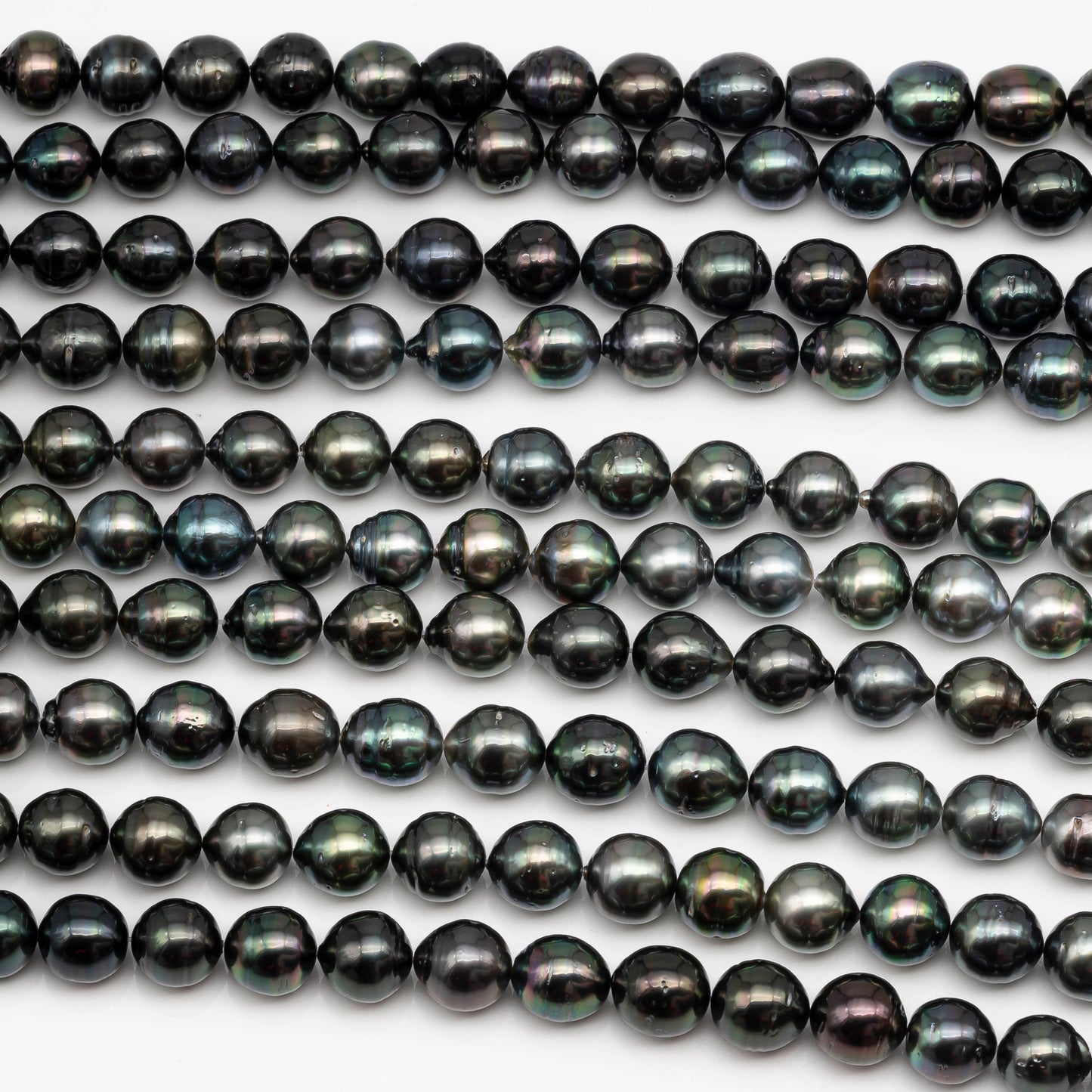 9-10mm Tahitian Pearl in Full Strand with All Natural Color with High Luster and Minor Blemishes for Jewelry Making, SKU# 2286TH