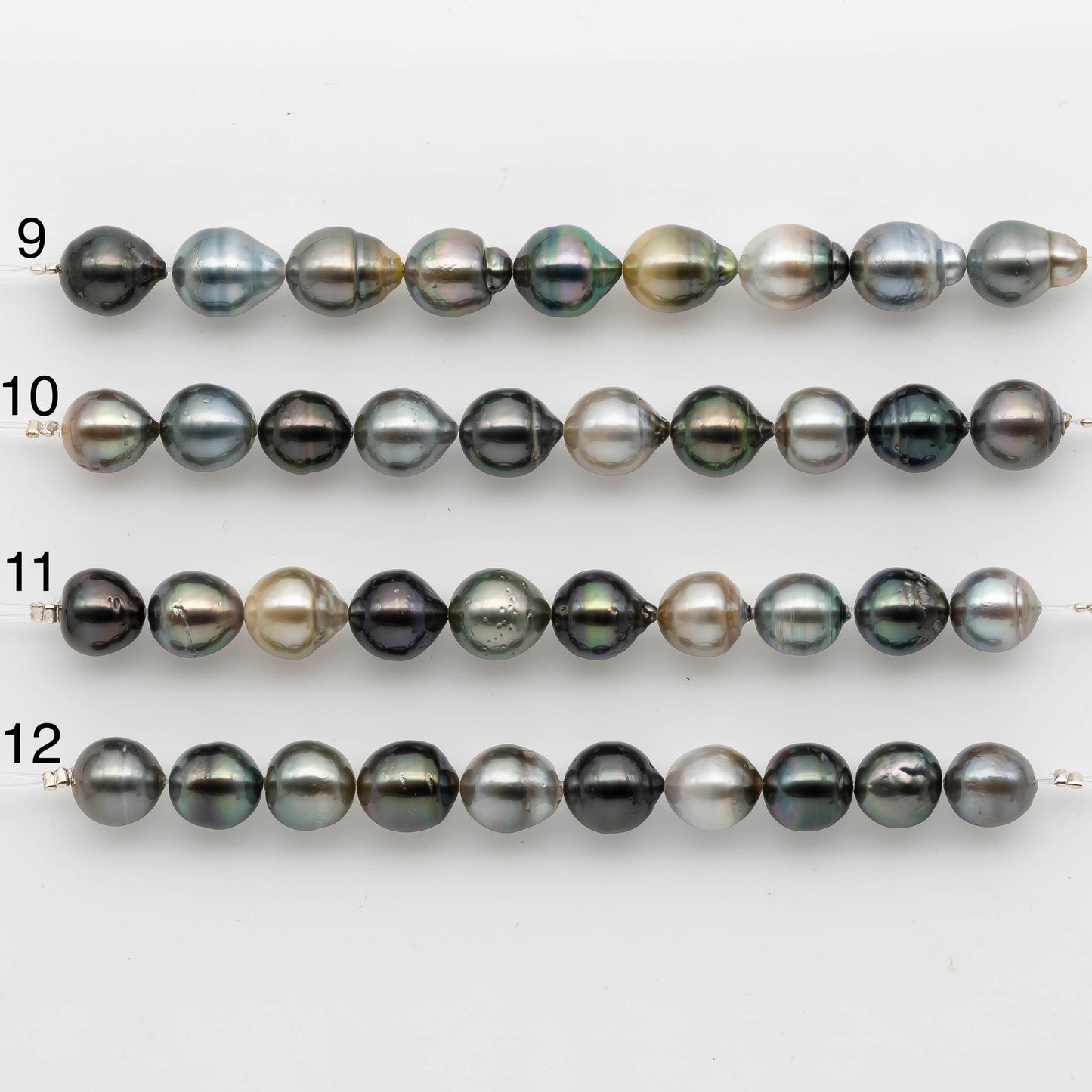 9-10mm Tahitian Pearl in Short Strand with All Natural Color with High Luster for Jewelry Making, SKU# 2293TH