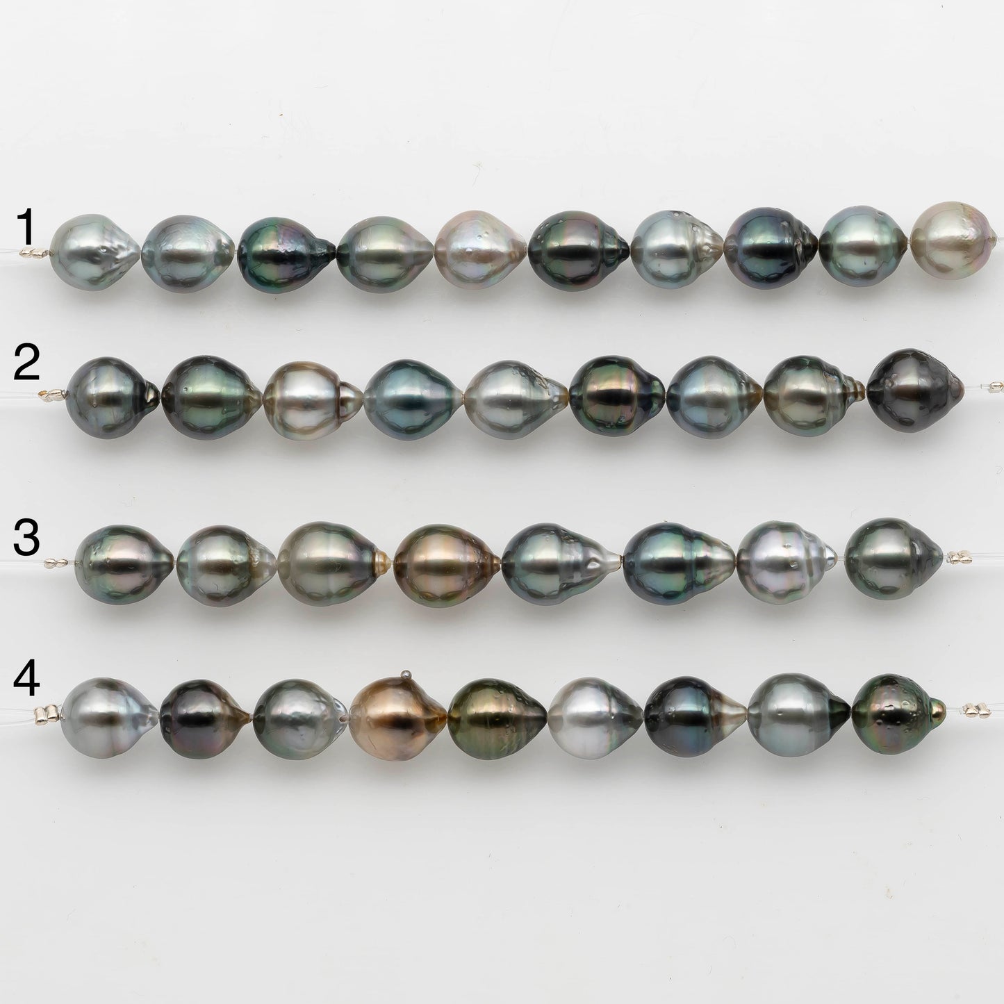 9-10mm Tahitian Pearl in Short Strand with All Natural Color with High Luster for Jewelry Making, SKU# 2294TH