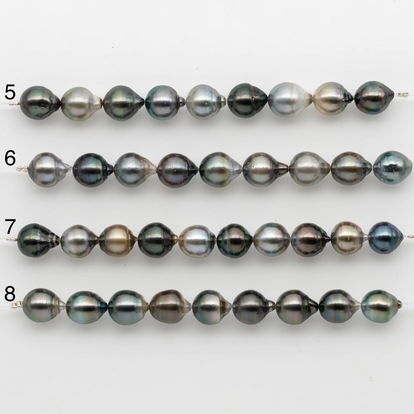 9-10mm Tahitian Pearl in Short Strand with All Natural Color with High Luster for Jewelry Making, SKU# 2294TH