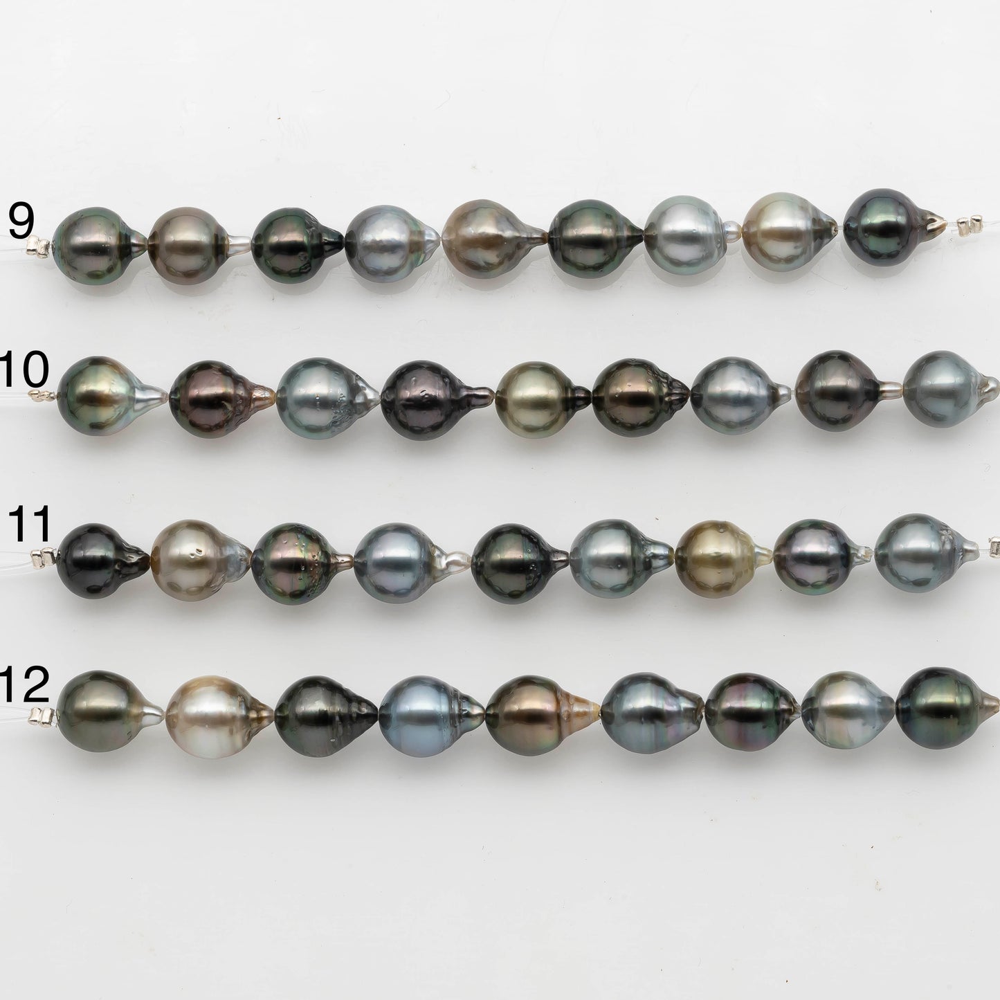 9-10mm Tahitian Pearl in Short Strand with All Natural Color with High Luster for Jewelry Making, SKU# 2294TH