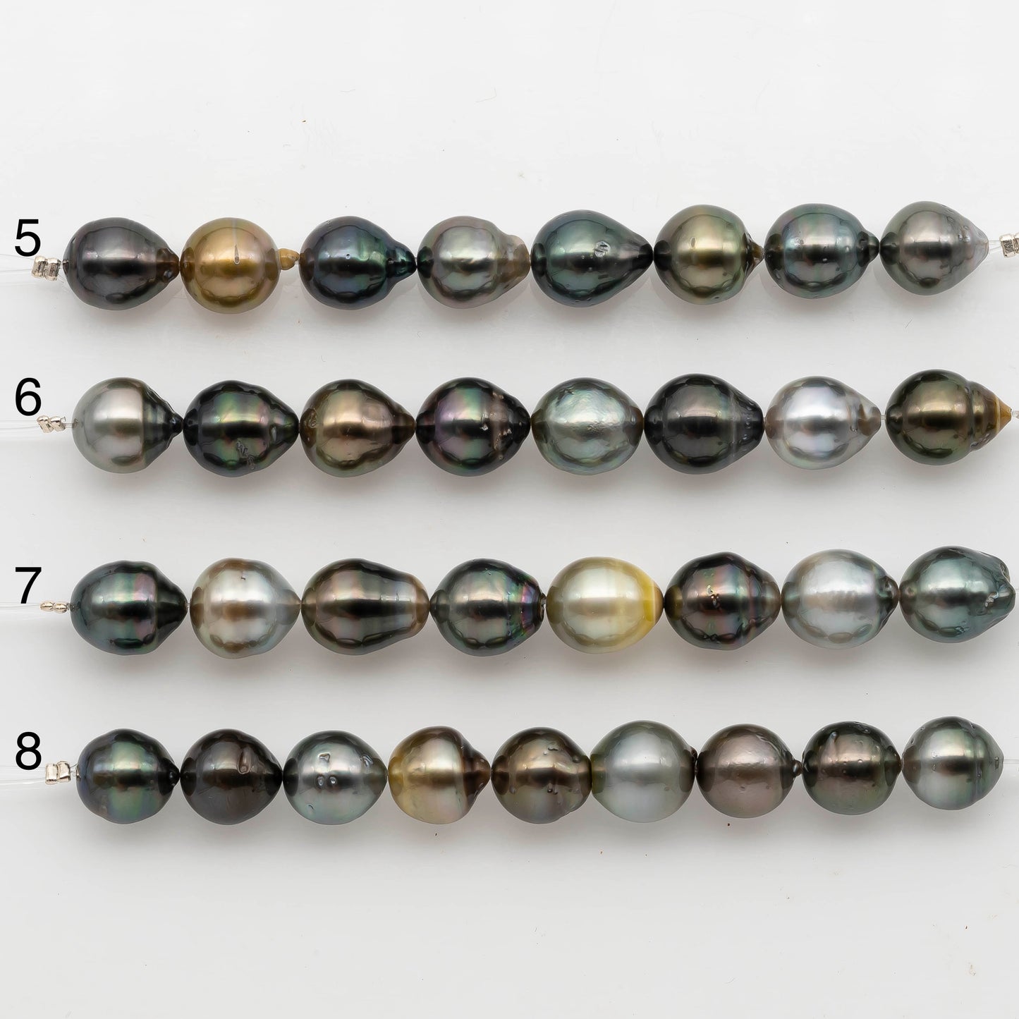 10-11mm Tahitian Pearl in Short Strand with All Natural Color with High Luster for Jewelry Making, SKU# 2295TH