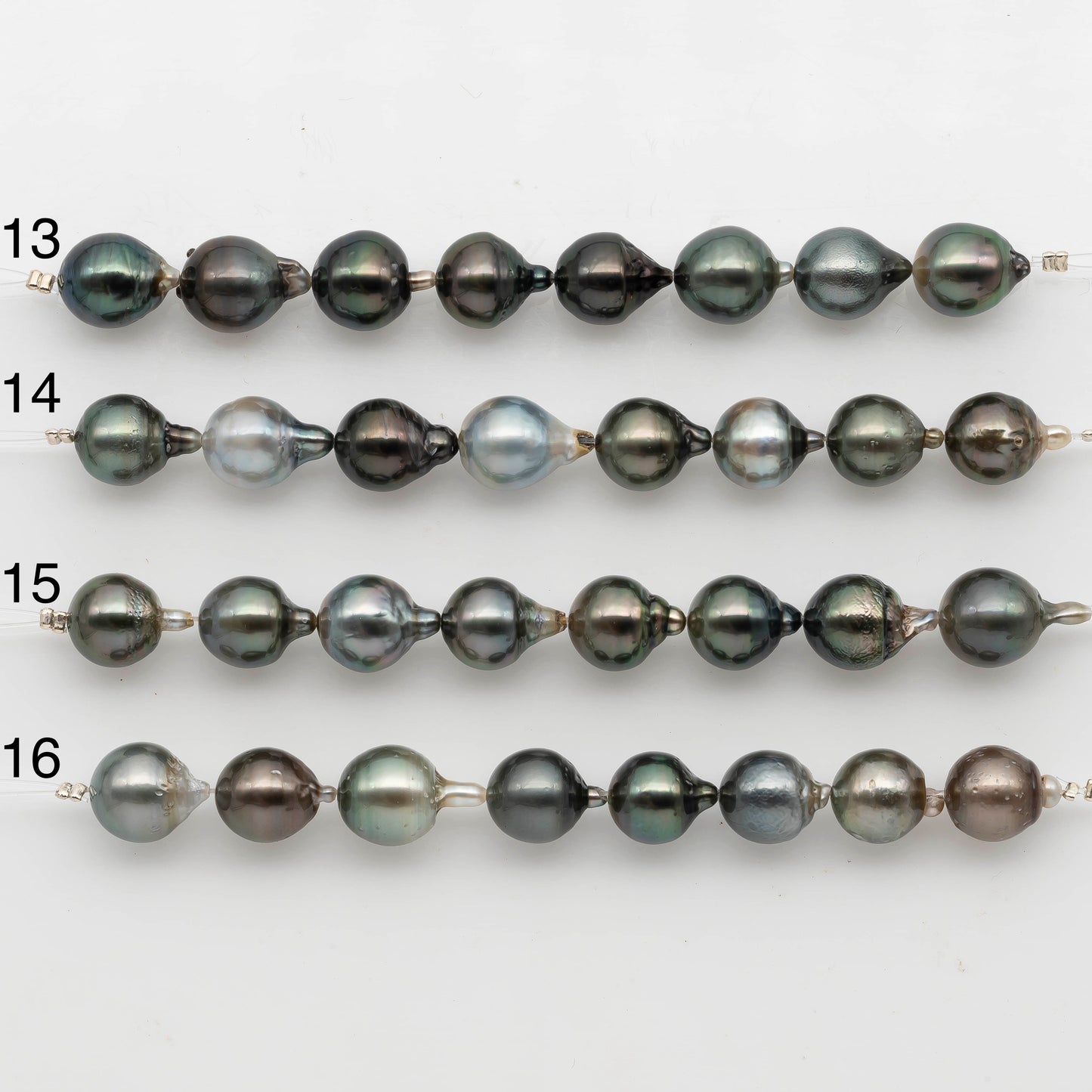 10-11mm Tahitian Pearl in Short Strand with All Natural Color with High Luster for Jewelry Making, SKU# 2296TH