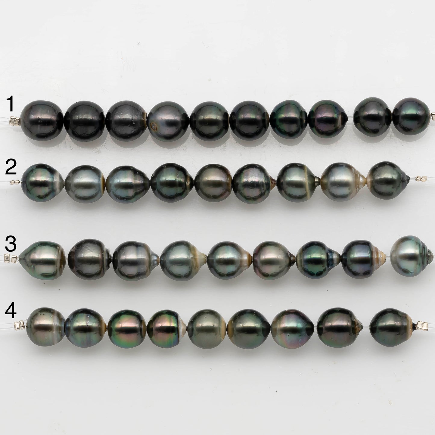 10-11mm Tahitian Pearl in Short Strand with All Natural Color with High Luster for Jewelry Making, SKU# 2297TH