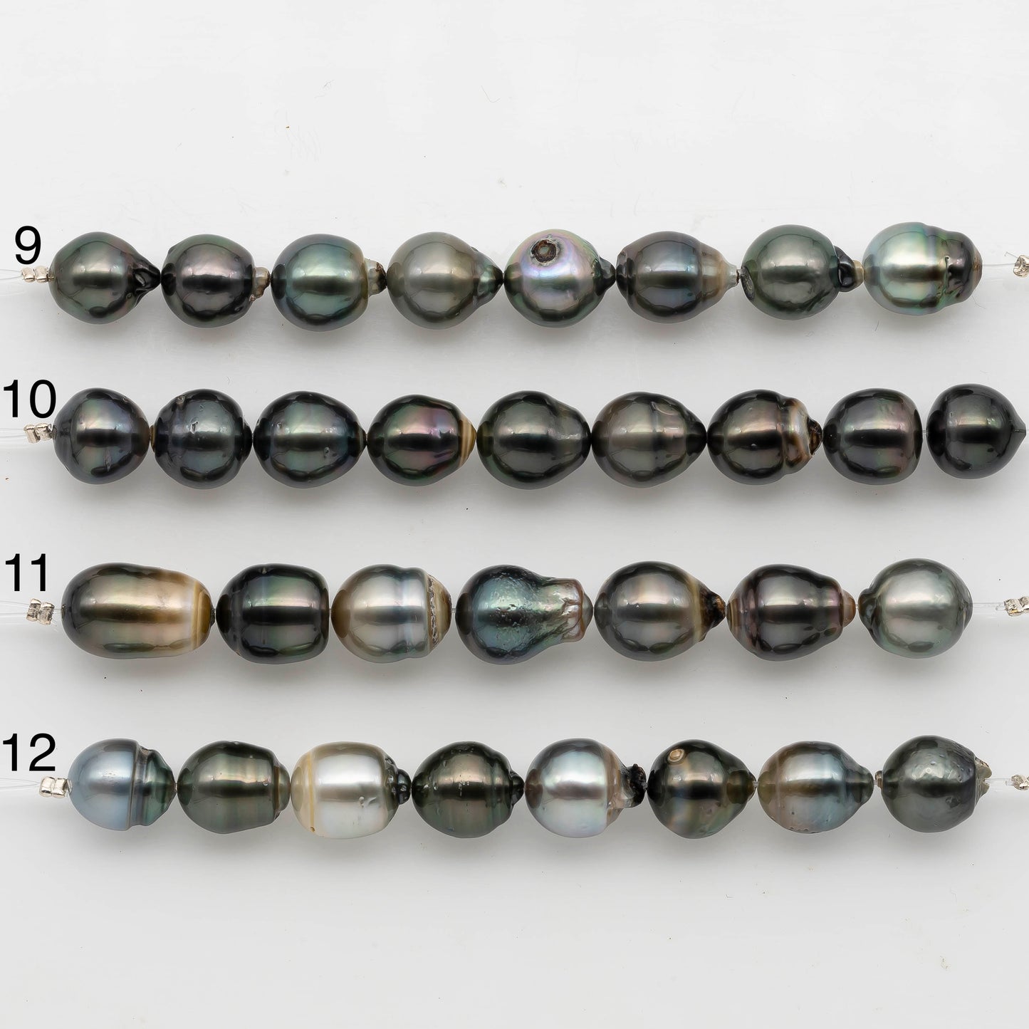 10-11mm Tahitian Pearl in Short Strand with All Natural Color with High Luster for Jewelry Making, SKU# 2297TH