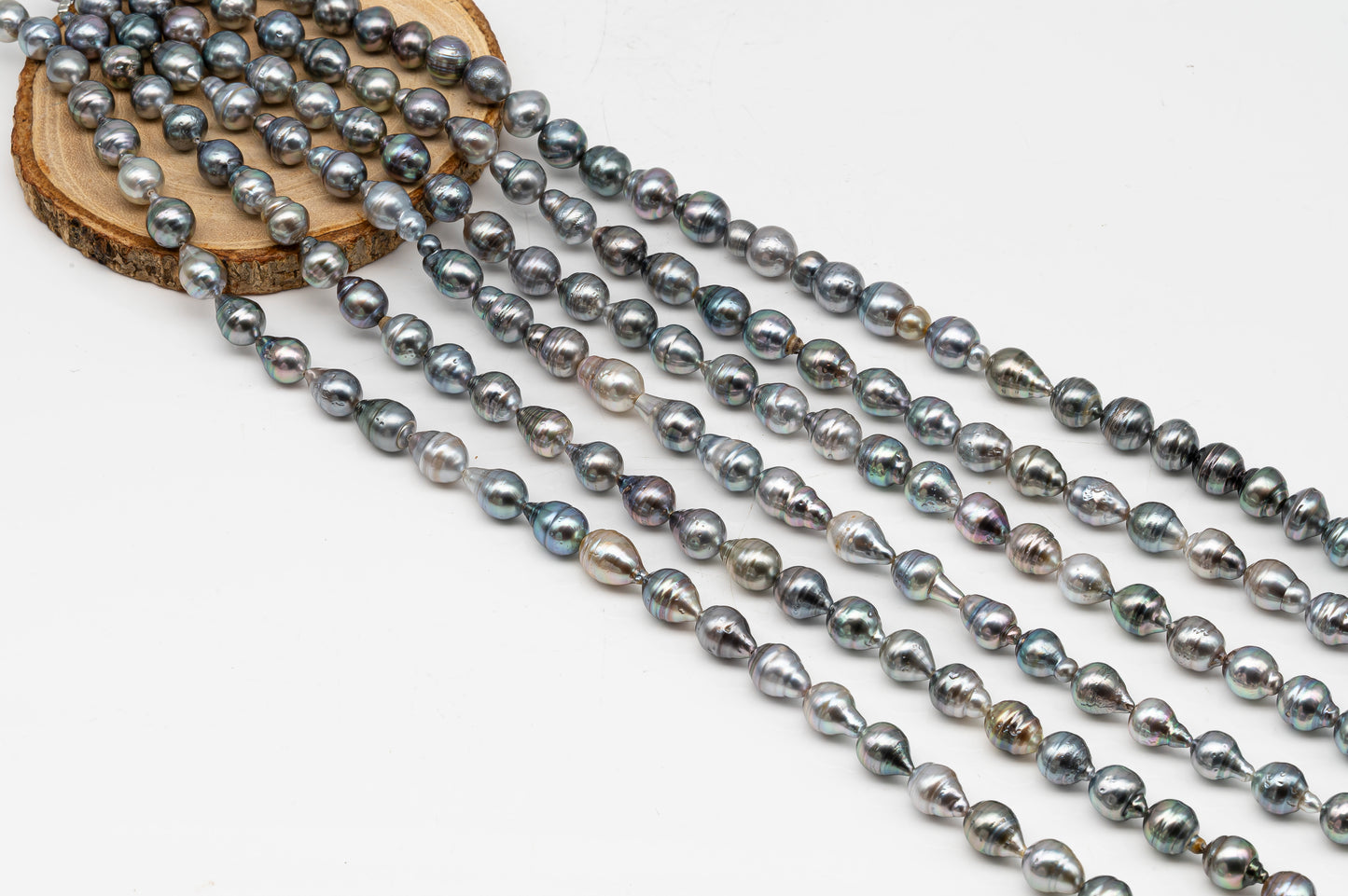9-10mm Tahitian Pearl in Full Strand, Natural Colors with High Luster, for Jewelry Making, SKU # 3016TH