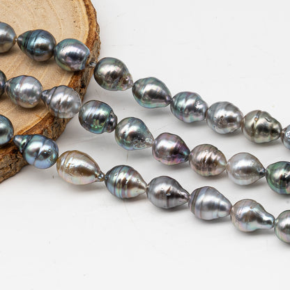 9-10mm Tahitian Pearl in Full Strand, Natural Colors with High Luster, for Jewelry Making, SKU # 3016TH