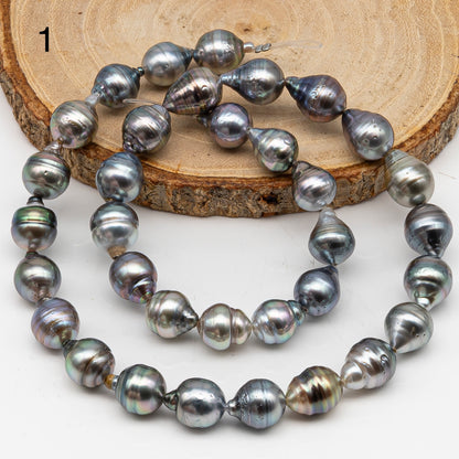 9-10mm Tahitian Pearl in Full Strand, Natural Colors with High Luster, for Jewelry Making, SKU # 3016TH