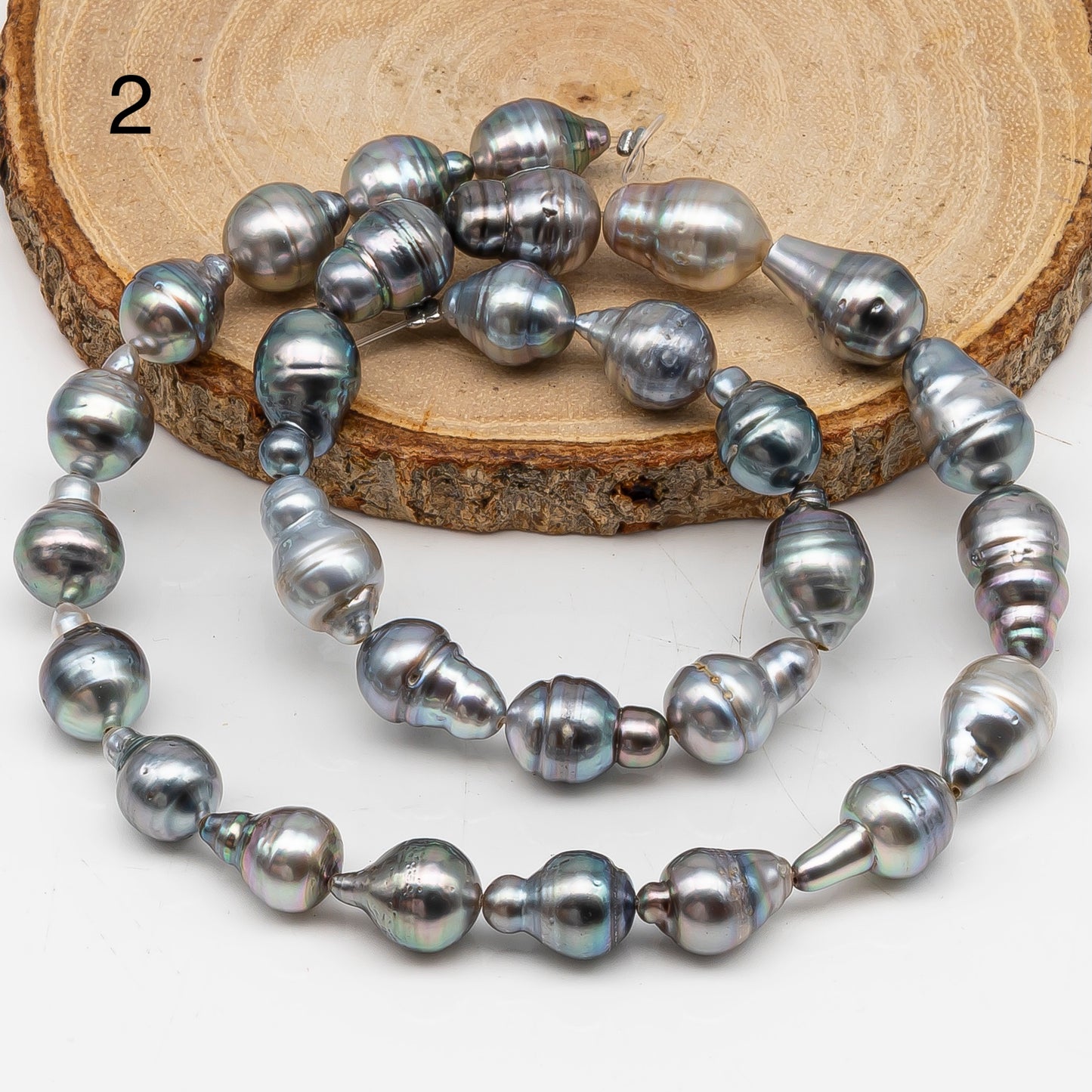9-10mm Tahitian Pearl in Full Strand, Natural Colors with High Luster, for Jewelry Making, SKU # 3016TH