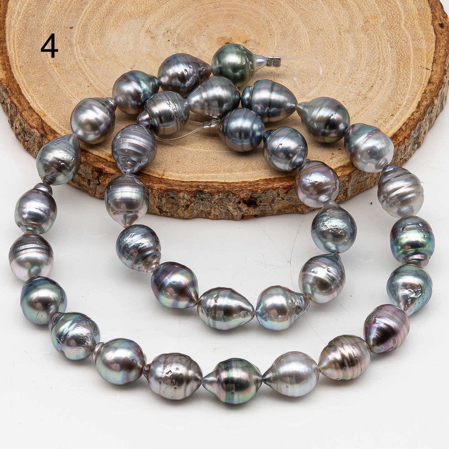 9-10mm Tahitian Pearl in Full Strand, Natural Colors with High Luster, for Jewelry Making, SKU # 3016TH