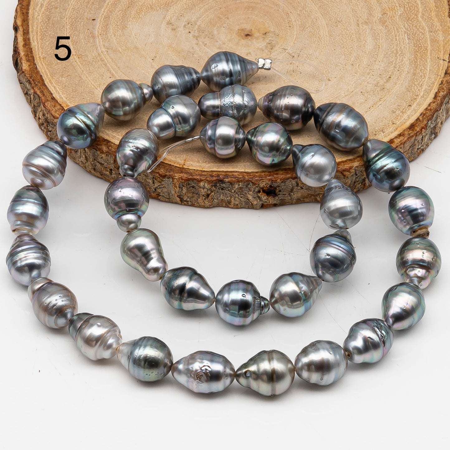 9-10mm Tahitian Pearl in Full Strand, Natural Colors with High Luster, for Jewelry Making, SKU # 3016TH