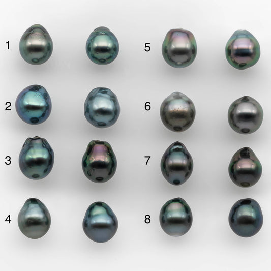 9-10mm Matching Pair Tahitian Pearl in Amazing Luster, Undrilled for Making Earring or Pendant, SKU # 2316TH