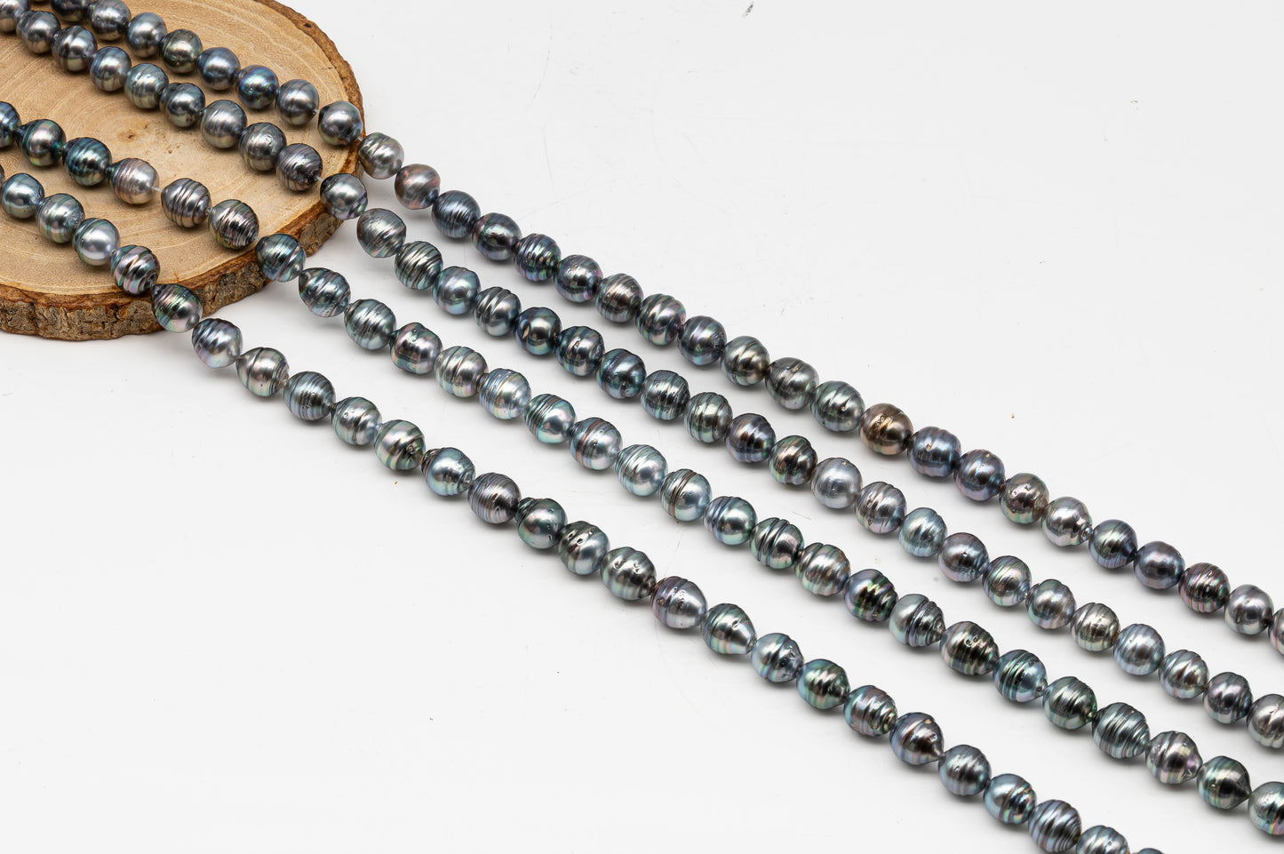9-10mm Tahitian Pearl in Full Strand, Natural Colors with High Luster, for Jewelry Making, SKU # 3017TH