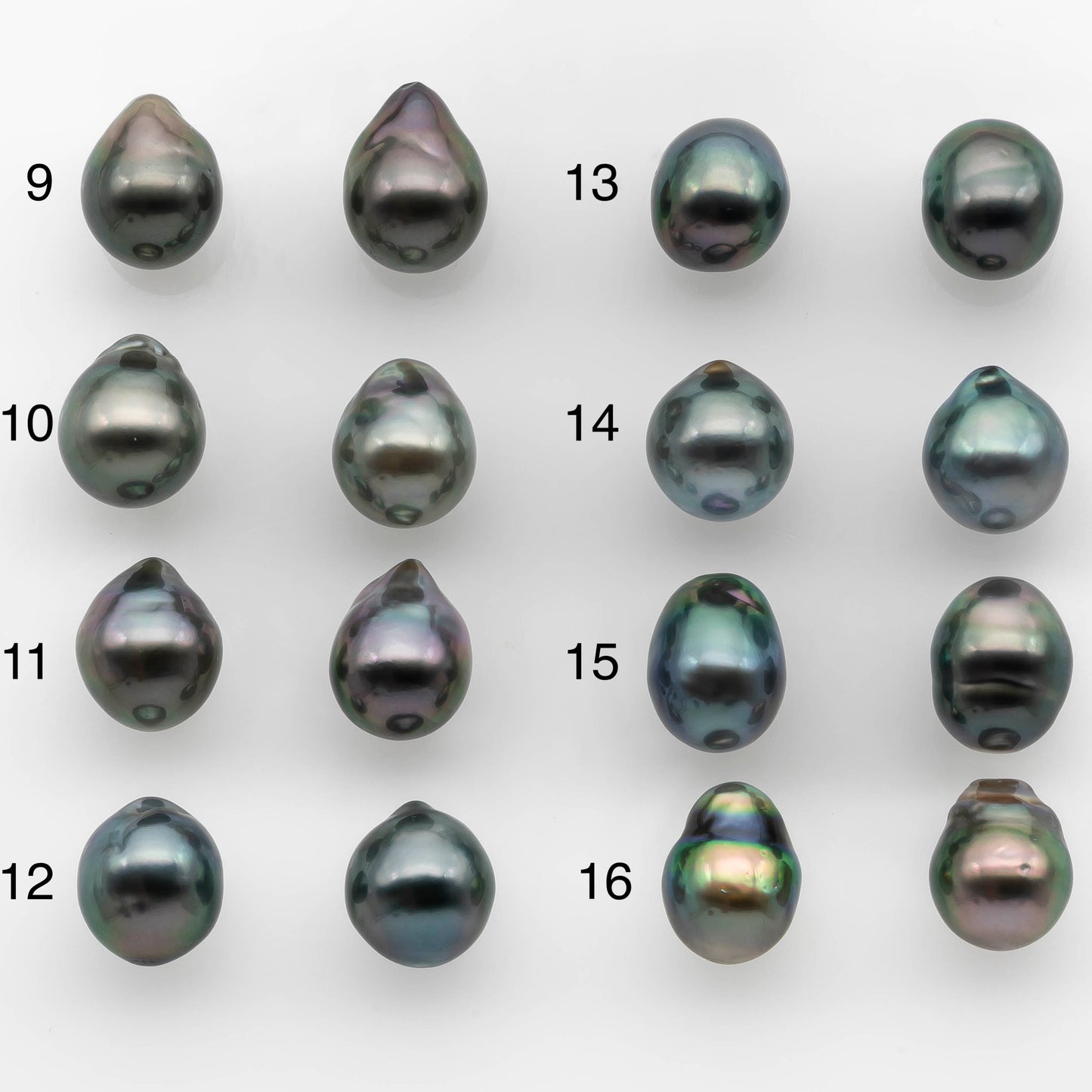 9-10mm Matching Pair Tahitian Pearl in Amazing Luster, Undrilled for Making Earring or Pendant, SKU # 2316TH