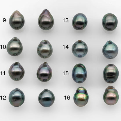 9-10mm Matching Pair Tahitian Pearl in Amazing Luster, Undrilled for Making Earring or Pendant, SKU # 2316TH