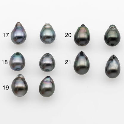 9-10mm Matching Pair Tahitian Pearl in Amazing Luster, Undrilled for Making Earring or Pendant, SKU # 2316TH